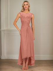 A-Line Scoop Asymmetrical Chiffon Mother of the Bride Dress