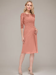 Sheath/Column Knee-Length Chiffon Mother of the Bride Dress With Jacket Appliqued Pleated