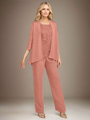Stormy 3 Piece Long Mother of the Bride Pant Suits with Appliques