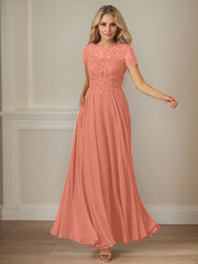A-Line Boat-neck Sequins Chiffon Mother of the Bride Dress