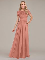A-Line Scoop Floor-Length Chiffon Mother of the Bride Dress