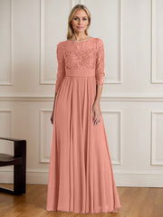 A-Line Scoop Floor-Length Sequins Chiffon Mother of the Bride Dress