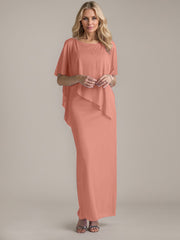 Sheath Scoop Floor-Length Beaded Mother of the Bride Dress