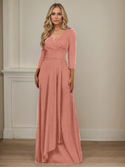A-Line V-Neck Floor-Length Chiffon Mother of the Bride Dress