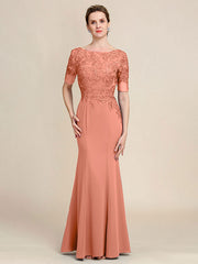 Grey Blue Mermaid Floor Length Chiffon Mother of Bride Dress With Appliques