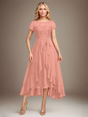 Asymmetrical Sequin Mother of Bride Dress with Appliques