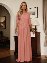 A-Line Scoop Floor-Length Chiffon Mother of the Bride Dress