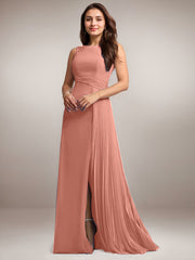 A-Line Scoop Floor-Length Sequins Chiffon Mother of the Bride Dress