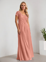 A-Line V-Neck Floor-Length Chiffon Mother of the Bride Dress