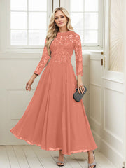 A-Line Scoop Neck Ankle-Length Chiffon Mother Of The Bride Dresses With Lace