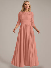 A-Line Scoop Floor-Length Chiffon Mother of the Bride Dress