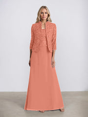 Sheath/Column Square Neck Floor-Length Chiffon Mother of the Bride Dress