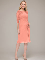 Sheath/Column Knee-Length Chiffon Mother of the Bride Dress With Jacket Appliqued Pleated