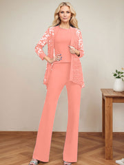 Jumpsuit/Pantsuit Scoop Neck Elastic Satin Mother Of The Bride Dresses