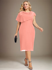 Sheath/Column Scoop Knee-Length Chiffon Mother of the Bride Dress With Beading