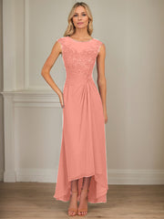 A-Line Scoop Asymmetrical Chiffon Mother of the Bride Dress