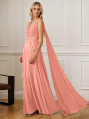 A-Line V-Neck Floor-Length Chiffon Mother of the Bride Dress