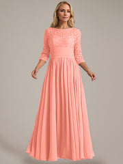 A-Line Scoop Floor-Length Chiffon Mother of the Bride Dress