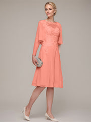 A-line/Princess Sleeveless Knee-Length Chiffon Mother of the Bride Dress With Jacket Appliqued Beading