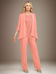 Stormy 3 Piece Long Mother of the Bride Pant Suits with Appliques