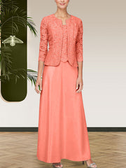 Glitter Lace & Satin Skirt Jacket Dress with Open Jacket