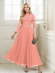 A-Line Scoop Neck Ankle-Length Chiffon Mother Of The Bride Dresses With Lace