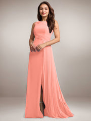 A-Line Scoop Floor-Length Sequins Chiffon Mother of the Bride Dress