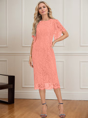 Sheath/Column Scoop Knee-Length Lace Mother of the Bride Dress