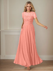 A-Line Boat-neck Sequins Chiffon Mother of the Bride Dress