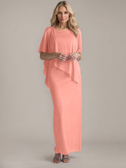 Sheath Scoop Floor-Length Beaded Mother of the Bride Dress