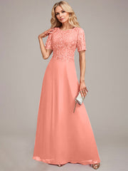 A-Line Round Neck Sequin Mother of Bride Dress With Appliques