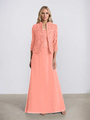 Sheath/Column Square Neck Floor-Length Chiffon Mother of the Bride Dress