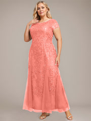 Trumpet/Mermaid Scoop Ankle-Length Lace Tulle Mother of the Bride Dress With Sequins Beading