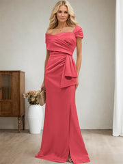 Elegant Wrap Sheath Mother Of The Bride Dresses With Split Front
