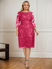 Sheath/Column Scoop Knee-Length Lace Mother of the Bride Dress