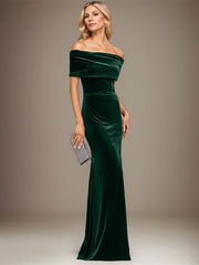 Sheath/Column Off the Shoulder Floor-Length Velvet Evening Dress