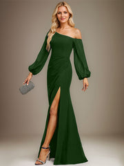 Trumpet/Mermaid Asymmetrical Floor-Length Chiffon Evening Dress With Pleated