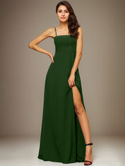 A-line Square Floor-Length Chiffon Evening Dress