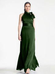 A-line Scoop Full-Length Chiffon Evening Dress