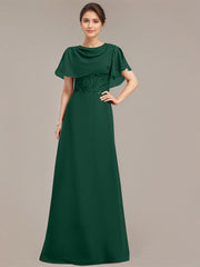 A-line Scoop Floor-Length Chiffon Mother of the Bride Dress With Sequins Appliques Lace