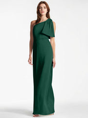 A-Line Asymmetrical Full-Length Satin Evening Dress