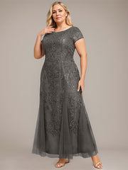 Trumpet/Mermaid Scoop Ankle-Length Lace Tulle Mother of the Bride Dress With Sequins Beading