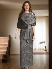 Sheath/Column Scoop Neck Floor-Length Lace/Silk Like Satin Mother Of The Bride Dresses