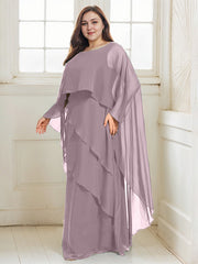 A-line Scoop Floor-Length Chiffon Mother of the Bride Dress