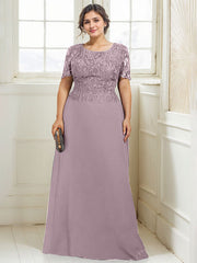 A-line Scoop Floor-Length Lace Chiffon Mother of the Bride Dress With Sequins
