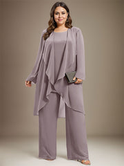 Pantsuit Separates Scoop Floor-Length Chiffon Mother of the Bride Dress