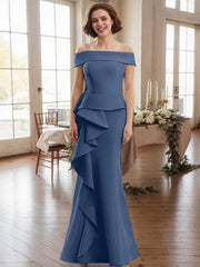 Off-The-Shoulder Cascading Ruffles Mother Of The Bride Dresses