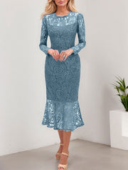 Trumpet/Mermaid Illusion Neck Lace Mother Of The Bride Dresses With Back Hole