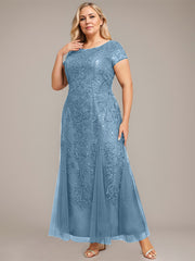 Trumpet/Mermaid Scoop Ankle-Length Lace Tulle Mother of the Bride Dress With Sequins Beading