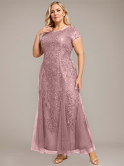 Trumpet/Mermaid Scoop Ankle-Length Lace Tulle Mother of the Bride Dress With Sequins Beading